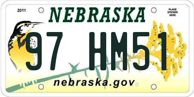 NE license plate 97HM51