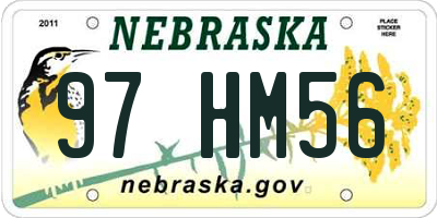 NE license plate 97HM56