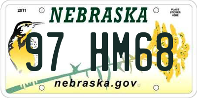 NE license plate 97HM68