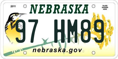 NE license plate 97HM89