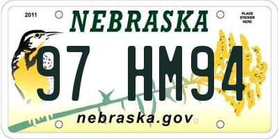 NE license plate 97HM94