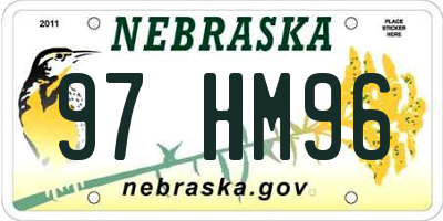 NE license plate 97HM96