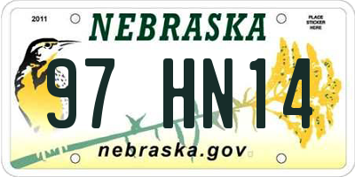 NE license plate 97HN14