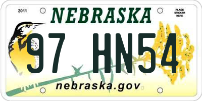 NE license plate 97HN54