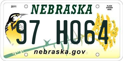 NE license plate 97HO64
