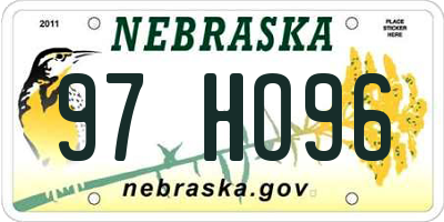 NE license plate 97HO96