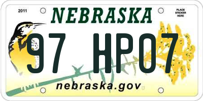 NE license plate 97HP07
