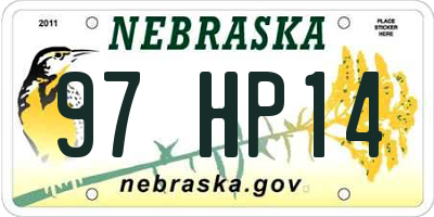 NE license plate 97HP14