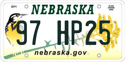 NE license plate 97HP25
