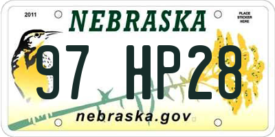 NE license plate 97HP28