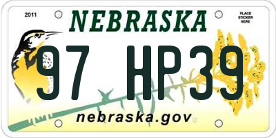 NE license plate 97HP39