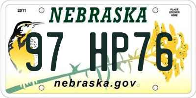 NE license plate 97HP76