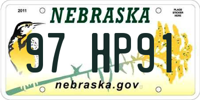 NE license plate 97HP91