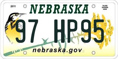 NE license plate 97HP95