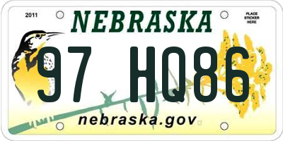 NE license plate 97HQ86