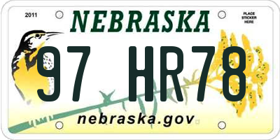 NE license plate 97HR78