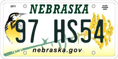 NE license plate 97HS54