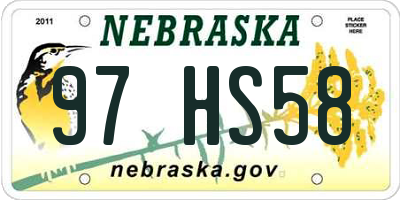 NE license plate 97HS58
