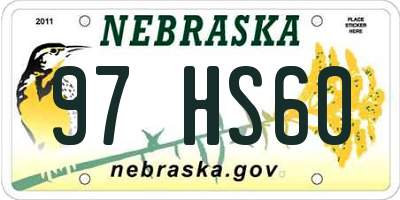 NE license plate 97HS60