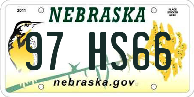 NE license plate 97HS66