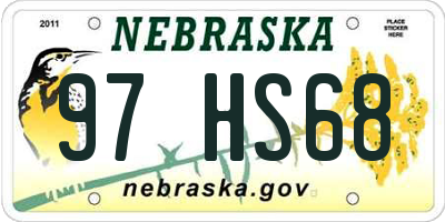 NE license plate 97HS68