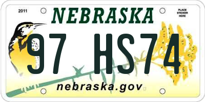 NE license plate 97HS74
