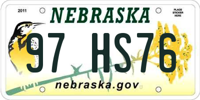 NE license plate 97HS76