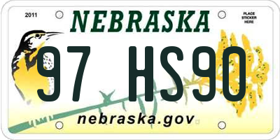 NE license plate 97HS90