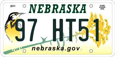 NE license plate 97HT51