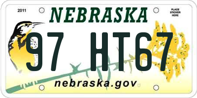 NE license plate 97HT67
