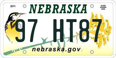 NE license plate 97HT87