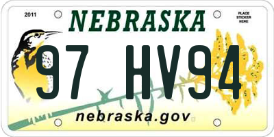 NE license plate 97HV94