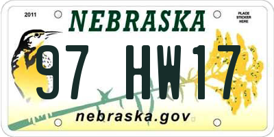 NE license plate 97HW17