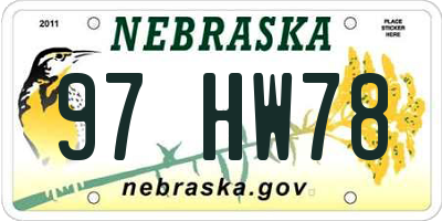 NE license plate 97HW78
