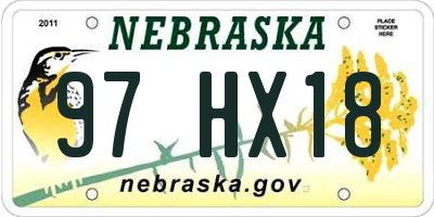 NE license plate 97HX18
