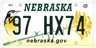 NE license plate 97HX74