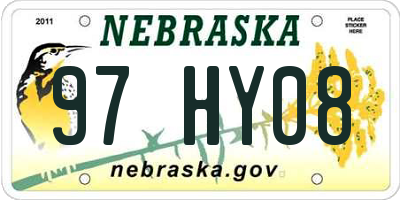 NE license plate 97HY08