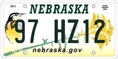 NE license plate 97HZ12
