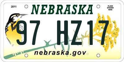 NE license plate 97HZ17