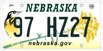 NE license plate 97HZ27