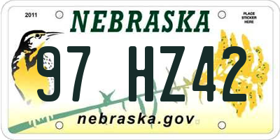 NE license plate 97HZ42