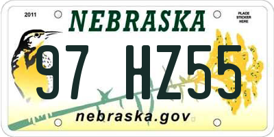 NE license plate 97HZ55
