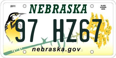 NE license plate 97HZ67