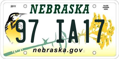NE license plate 97IA17