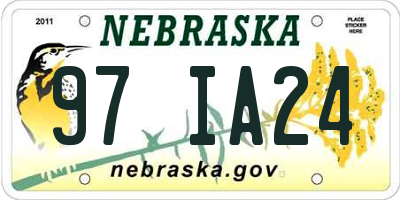 NE license plate 97IA24