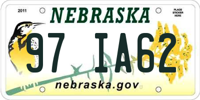 NE license plate 97IA62