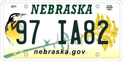 NE license plate 97IA82