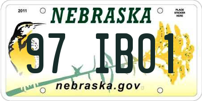 NE license plate 97IB01