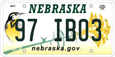 NE license plate 97IB03