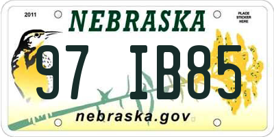 NE license plate 97IB85